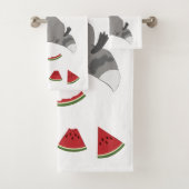 Niedlicher Waschbär mit Wassermelone Badhandtuch Set (Insitu)