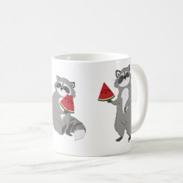 Niedlicher Waschbär mit Wassermelone Kaffeetasse