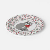 Niedlicher Waschbär mit Wassermelone Pappteller (Schrägansicht)