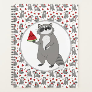 Niedlicher Waschbär mit Wassermelone Planer
