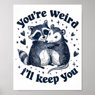 Niedlicher Waschbär-Opossum, der ein skurriles Paa Poster