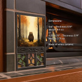 Niedlicher Wasserbär in Holz für Kinderzimmer Fliese