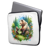 Niedlicher Wasserbär und -würfel Laptopschutzhülle (Vorderseite Links)