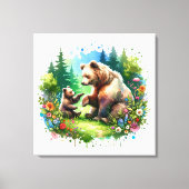 Niedlicher Wasserbär und -würfel Leinwanddruck (Vorderseite)