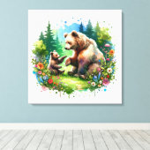 Niedlicher Wasserbär und -würfel Leinwanddruck (Insitu (Holzboden))