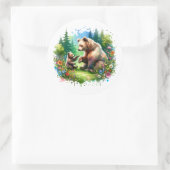 Niedlicher Wasserbär und -würfel Runder Aufkleber (Tasche)