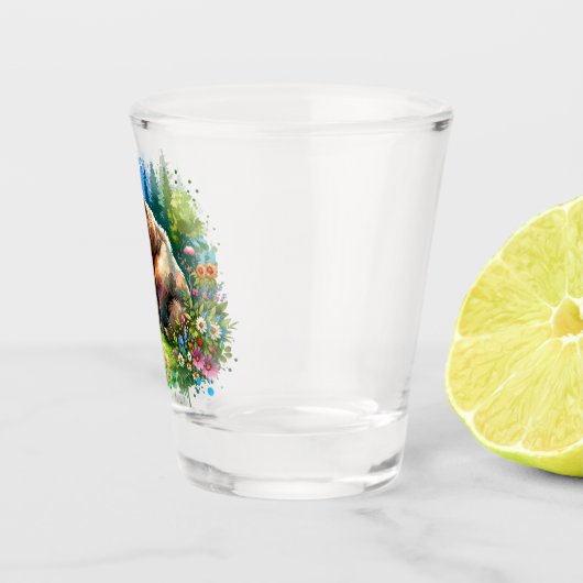 Niedlicher Wasserbär und -würfel Schnapsglas (Rechts)