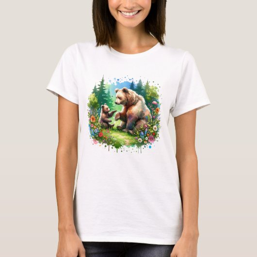 Niedlicher Wasserbär und -würfel T-Shirt (Vorderseite)