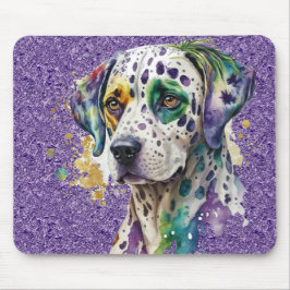 NIEDLICHER WASSERCOLOR MARDI GRAS DALMATION HUND MOUSEPAD