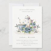 Niedlicher Wasserfall Blauer Blumenstrauß Dankeskarte (Vorderseite)