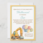 Niedlicher WasserfarbDigger 1. Geburtstag Party Einladung (Vorderseite)