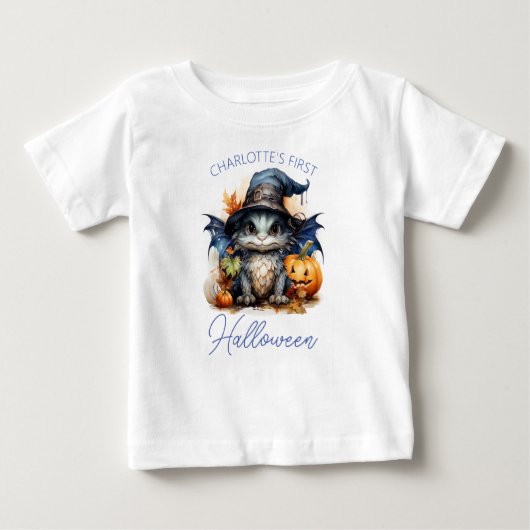 Niedlicher Wasserfarbdrache für das Baby im 1. Hal Baby T-shirt (Vorderseite)