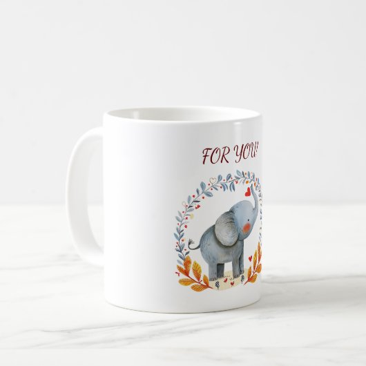 niedlicher Wasserfarbelefant Kaffeetasse (Vorderseite Links)