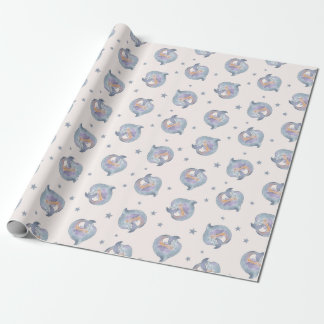 Niedlicher Wasserfarben-Delfin und Sterne nahtlose Geschenkpapier