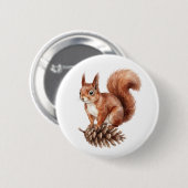 Niedlicher Wasserfarben-Eichhörnchen-Waldtier-Knop Button (Vorne & Hinten)