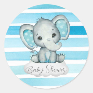 Niedlicher Wasserfarben-Elephant und Stripes-Babyd Runder Aufkleber