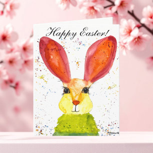 Niedlicher Wasserfarben-Hase Kaninchen Osterhumor  Dankeskarte