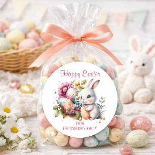 Niedlicher Wasserfarben-Osterhase Klassisch Rund Runder Aufkleber
