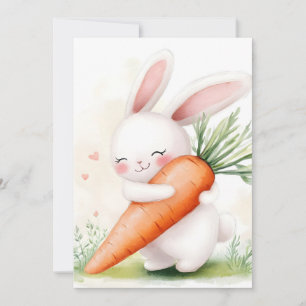 Niedlicher Wasserfarben-Osterhase mit Karotte Ankündigung