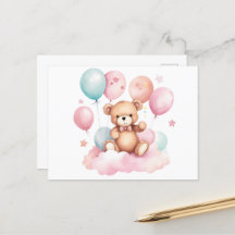 Niedlicher Wasserfarbenballon Teddy Bear auf rosa 