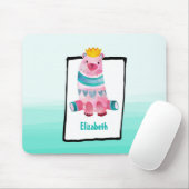Niedlicher Wasserfarbenbär auf Aqua Green Ombre Ba Mousepad (Mit Mouse)