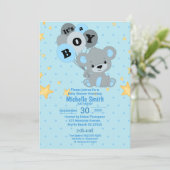 Niedlicher Wasserfarbenbär Der Junge Balkon Einladung (Stehend Vorderseite)