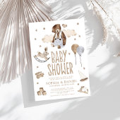 Niedlicher Wasserfarbenbär Moderne Boho Babydusche Einladung