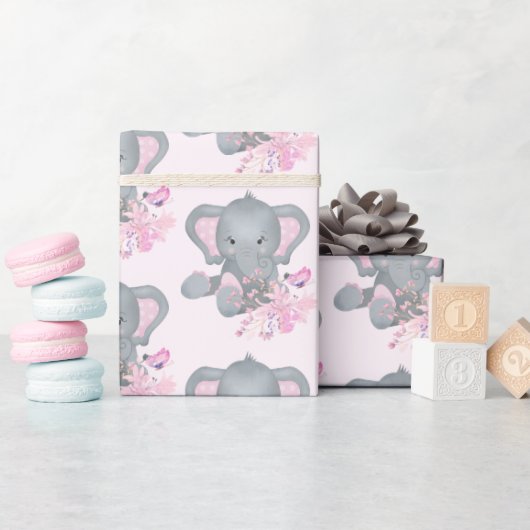 Niedlicher Wasserfarbenelephant Geschenkpapier (Babyparty)