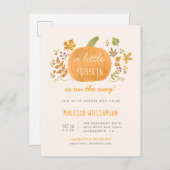 Niedlicher Wasserfarbenfall Kleine Pumpkindusche Einladungspostkarte (Vorne/Hinten)