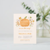 Niedlicher Wasserfarbenfall Kleine Pumpkindusche Einladungspostkarte (Stehend Vorderseite)