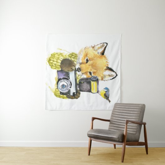 Niedlicher Wasserfarbenfox Bilder machen Wandteppich (Beispiel (Horizontal))