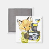 Niedlicher Wasserfarbenfox fotografiert Magnet (Vorderseite/Rückseite)