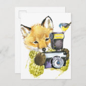 Niedlicher Wasserfarbenfox fotografiert Postkarte (Vorne/Hinten)