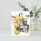 Niedlicher Wasserfarbenfox fotografiert Postkarte (Stehend Vorderseite)