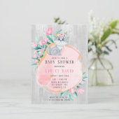 Niedlicher Wasserfarbenfox mit Florals Girl-Babydu Einladung (Stehend Vorderseite)