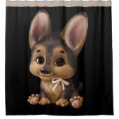 Niedlicher Wasserfarbenfroher Hund Schwarzer Tan D Duschvorhang (Vorderseite)
