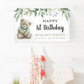 Niedlicher Wasserfarbenfroher Teddybär, der Geburt Banner (Insitu)