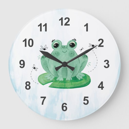 Niedlicher Wasserfarbenfrosch Große Uhr (Vorderseite)