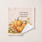 Niedlicher Wasserfarbenkürbis Dankbar Dankbar Seli Badhandtuch Set (Waschlappen)