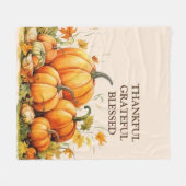 Niedlicher Wasserfarbenkürbis Dankbar Dankbar Seli Fleecedecke (Vorderseite (Horizontal))