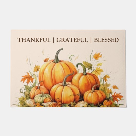 Niedlicher Wasserfarbenkürbis Dankbar Dankbar Seli Fußmatte (Vorderseite)