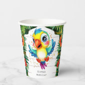 Niedlicher Wasserfarbenpapagei Pappbecher (Vorderseite)