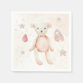 Niedlicher Wasserfarbenpinken Kinderspielzeug-Bär Serviette (Vorderseite)