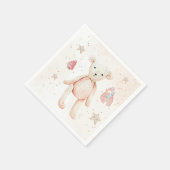 Niedlicher Wasserfarbenpinken Kinderspielzeug-Bär Serviette (Ecke)