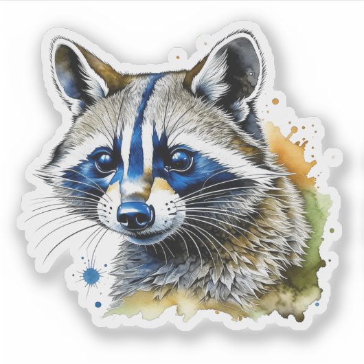 Niedlicher Wasserfarbenraccoon Aufkleber (Vorderseite)