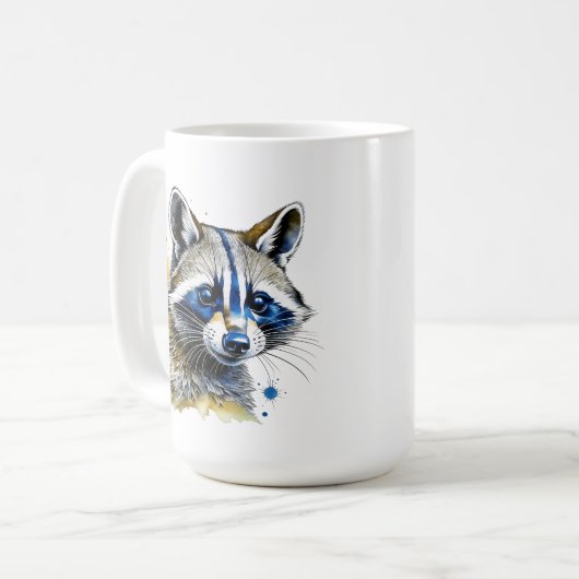 Niedlicher Wasserfarbenraccoon Kaffeetasse (Vorderseite Links)