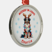 Niedlicher Wasserfarbenspass Border Collie Schneef Ornament Aus Metall (Rechts)