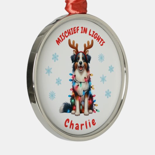 Niedlicher Wasserfarbenspass Border Collie Schneef Ornament Aus Metall (Rechts)
