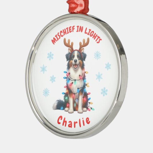 Niedlicher Wasserfarbenspass Border Collie Schneef Ornament Aus Metall (Links)