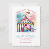 Niedlicher Wasserfarbkreis Elefant Geburtstag Einladung (Vorderseite)